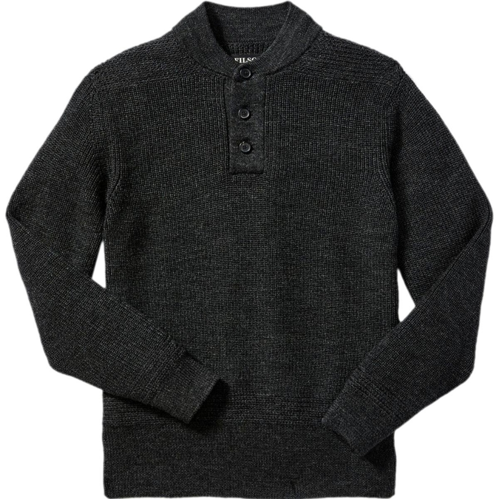 Filson Charcoal Gray Crewneck Button Pullover Sweater